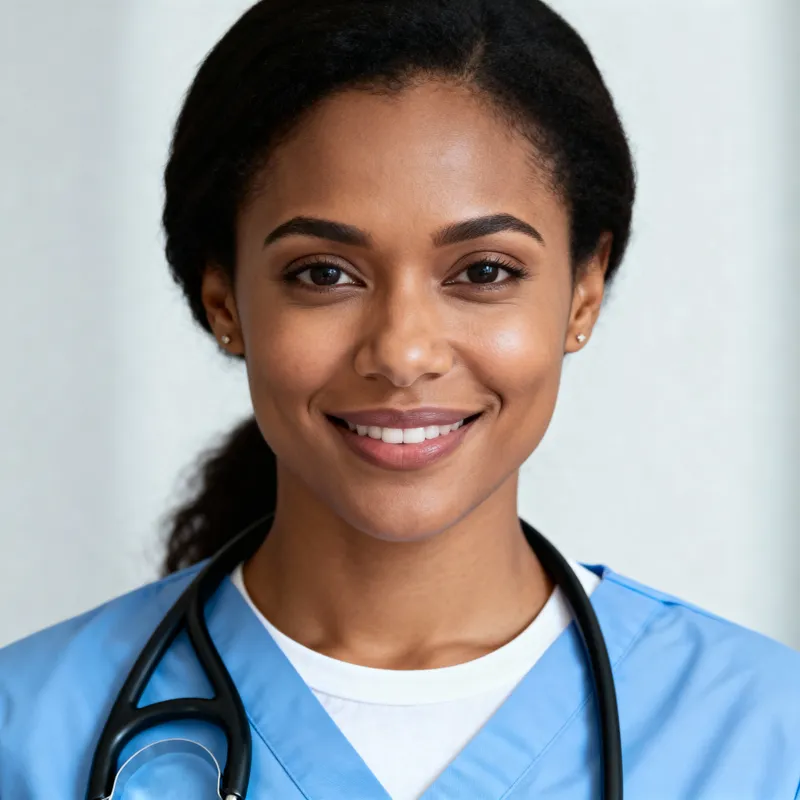 Caring Nurse Headshot in Medical Scrubs