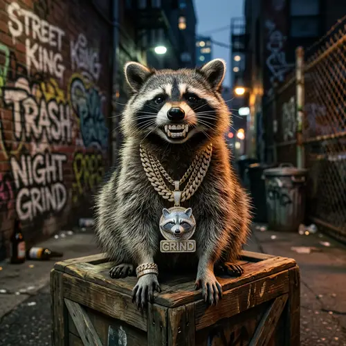 Blinged-Out Raccoon with Diamond Grill