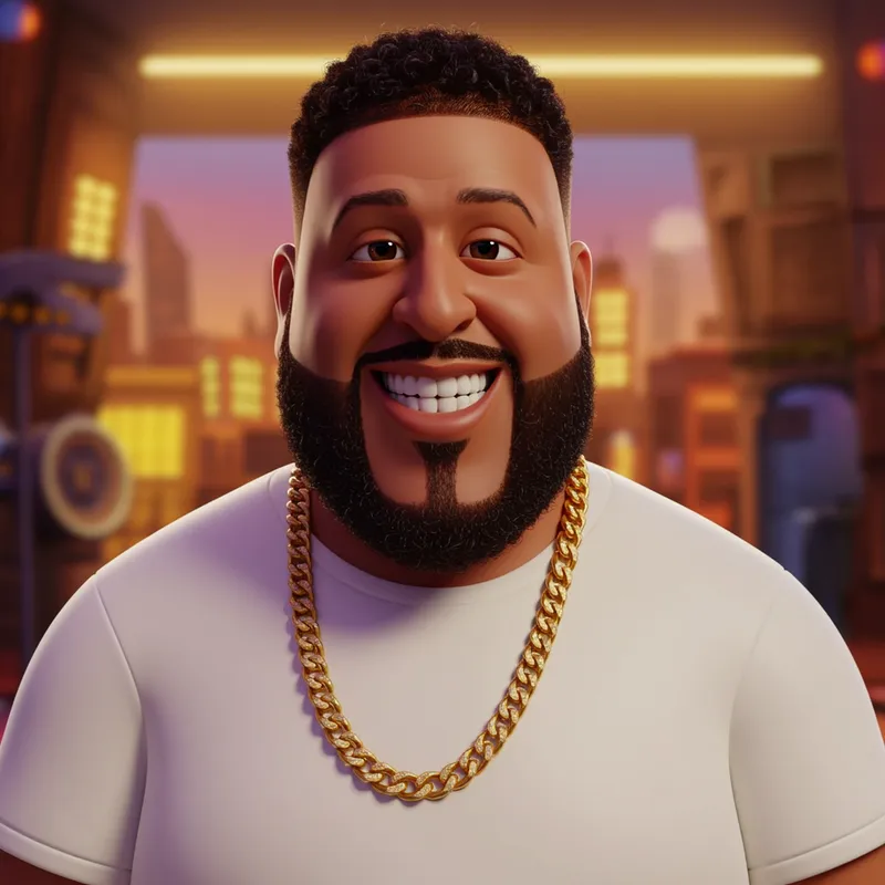 DJ Khaled Style Character in Pixar Art
