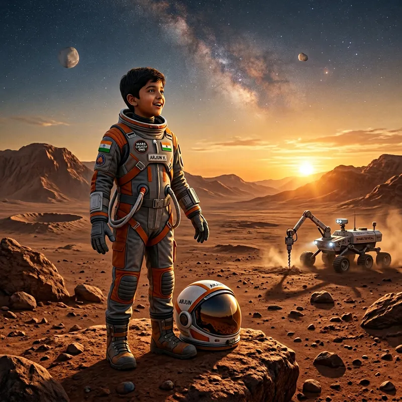 Exciting Encounter: Young Explorer on Mars | Martian Adventure