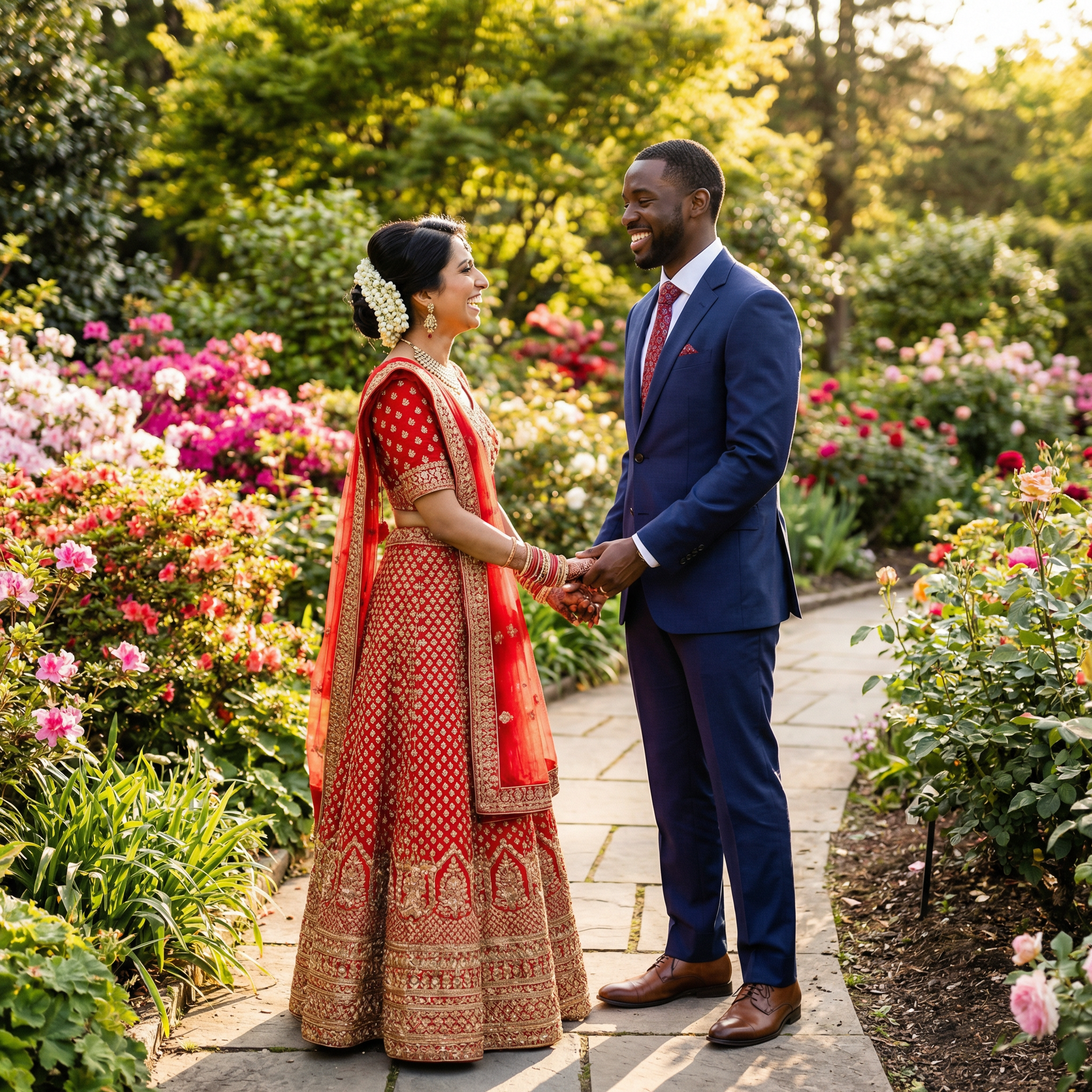 red nikkah dress Bridal Party Blue Suit With Red Dress Nikkah Mubarak: Tall Groom In Dark  Blue Suit Bride In Red Dress