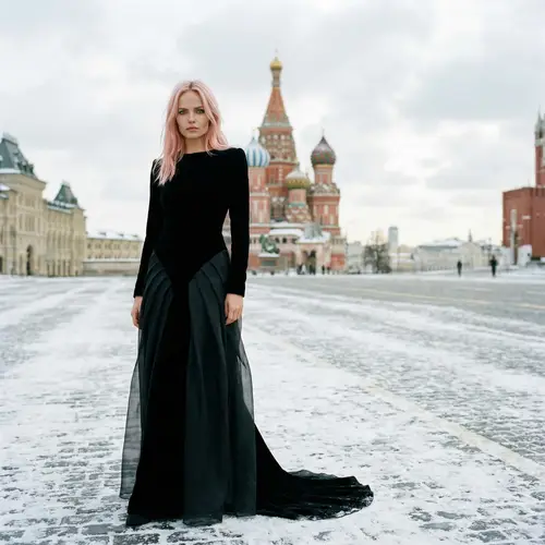 Russian supermodel in Versace black dress, Moscow | Realistic Eyes