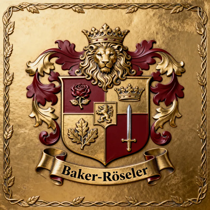 Baker-Röseler Family Crest: Strength & Respect