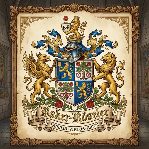 Baker-Röseler Family Crest: Strength & Respect