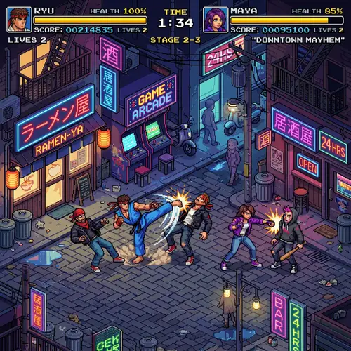 2D Isometric Pixel Art Street Fighting Game
