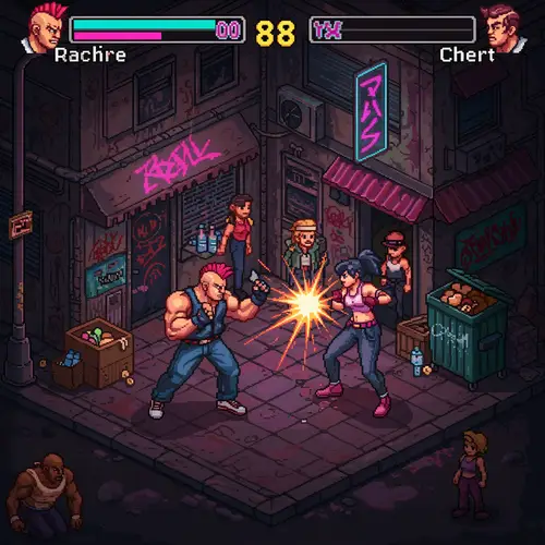 2D Isometric Pixel Art Street Fighting Game