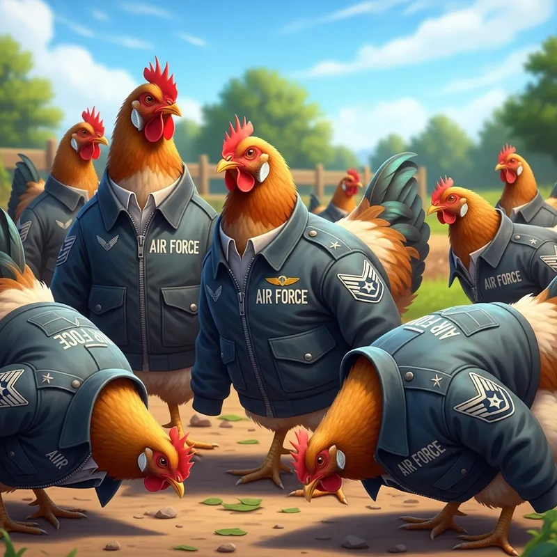 Chickens in Air Force Jackets