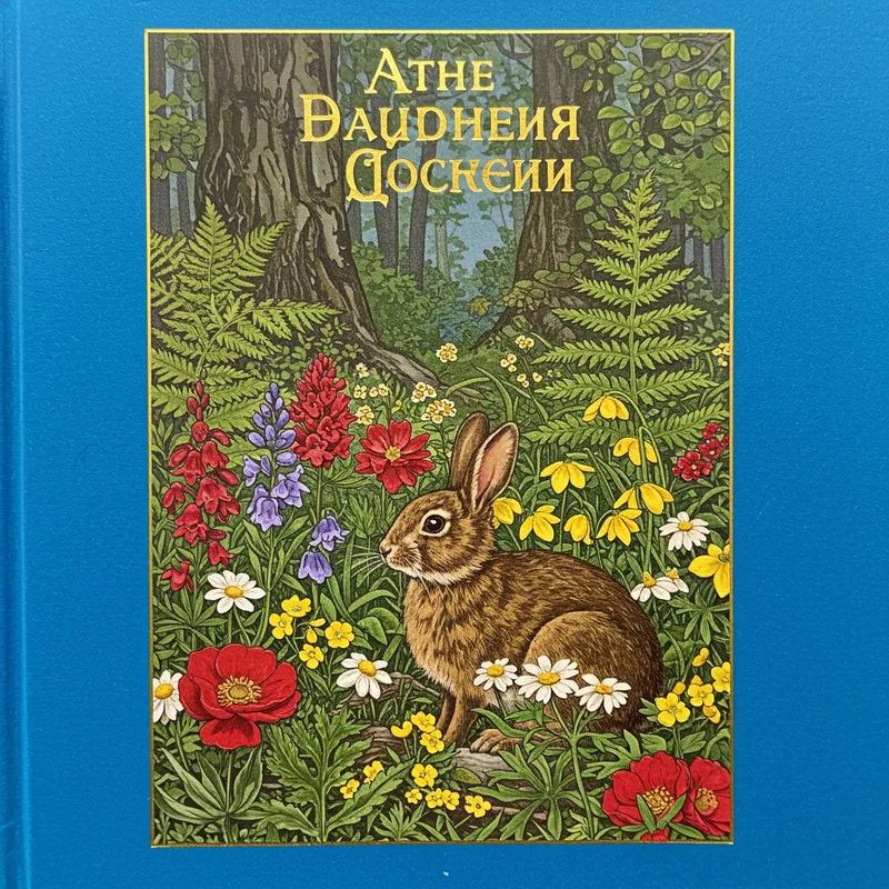 Hardcover Book Cover Design with Rabbit and Flowers