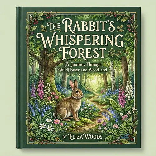 Hardcover Book Cover Design with Rabbit and Flowers