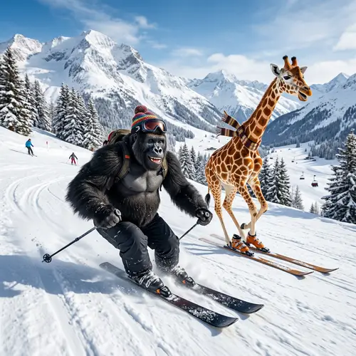 Gorilla and Giraffe Skiing Extravaganza | Snow Adventure