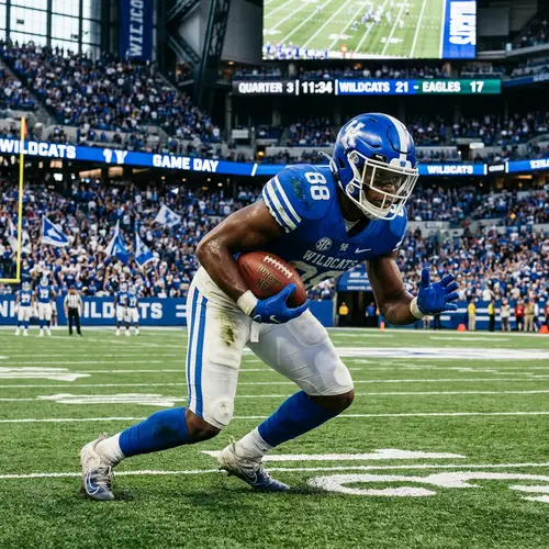 Dynamic African American Football Player | Spectators Cheering