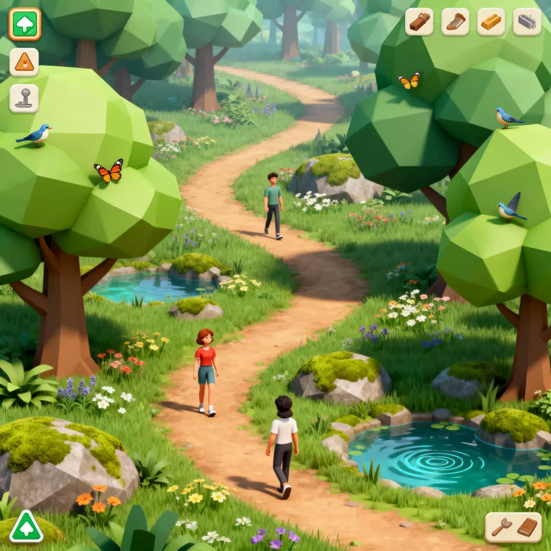 3D Sims Style Mobile Game Forest Interface