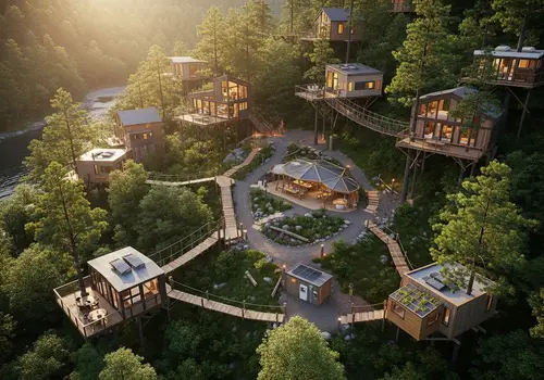 Eco-Friendly Forest Resort Layouts & Features