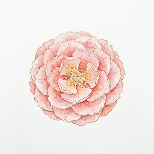 Delicate Pink Flower in Watercolor Style - Minimalistic Still Life Composition