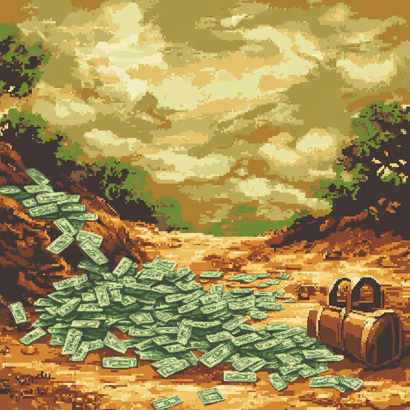 Vintage Pixel Art: Cash & Luxury Scene