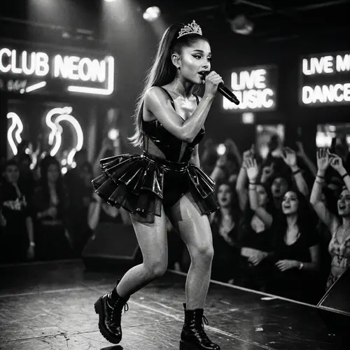 Ariana Grande in Neon Nightclub: PVC Ballerina Style