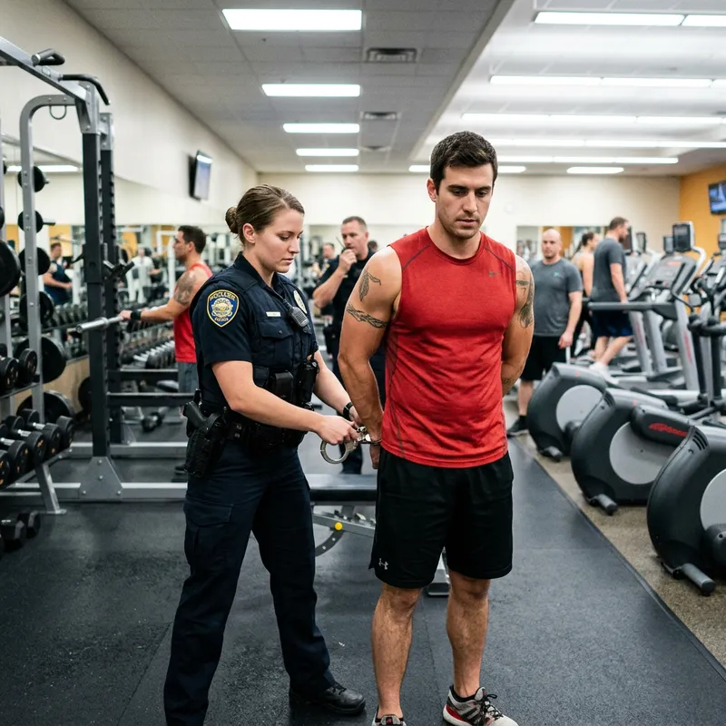 Muscular Cop Arrests Hunky Guy at the Gym