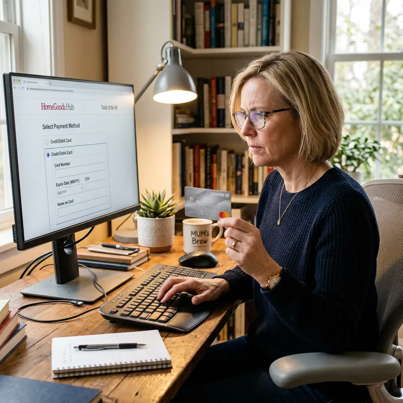 Credit Card Payment: Woman Making Online Purchase
