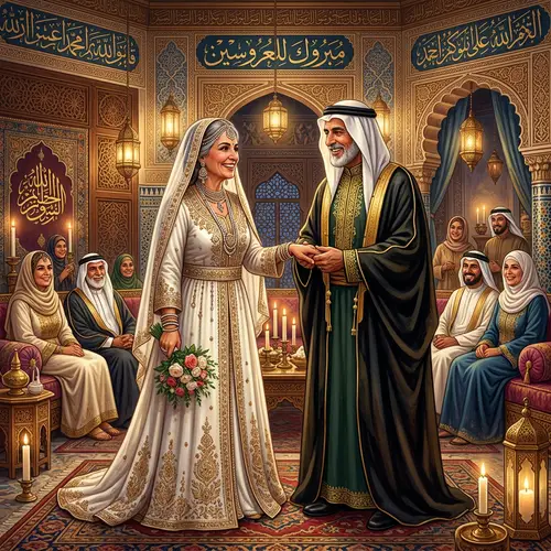 Prophet Muhammad Wedding with Khadija - Historical Arabic Illustration