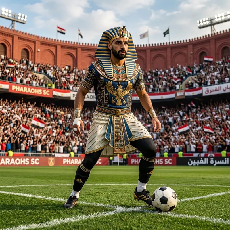 Mo Salah Liverpool Player in Pharaoh Attire | Stadium Shot