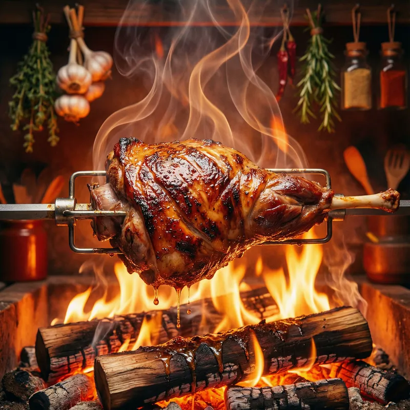 Succulent Spit-Roasted Meat | Vibrant Culinary Artistry Succulent Spit-Roasted Meat | Vibrant Culinary Artistry