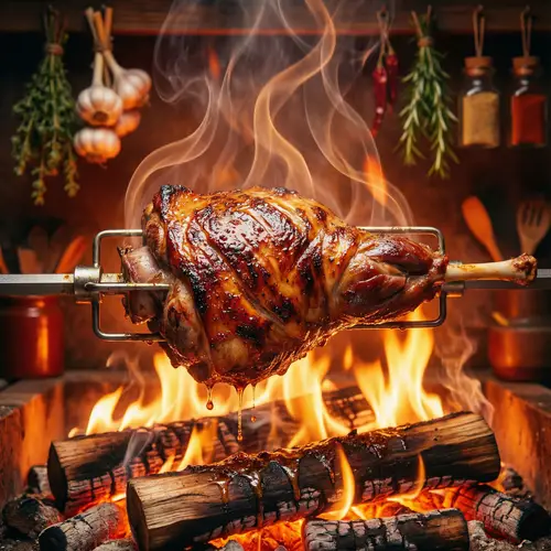 Succulent Spit-Roasted Meat | Culinary Art Masterpiece