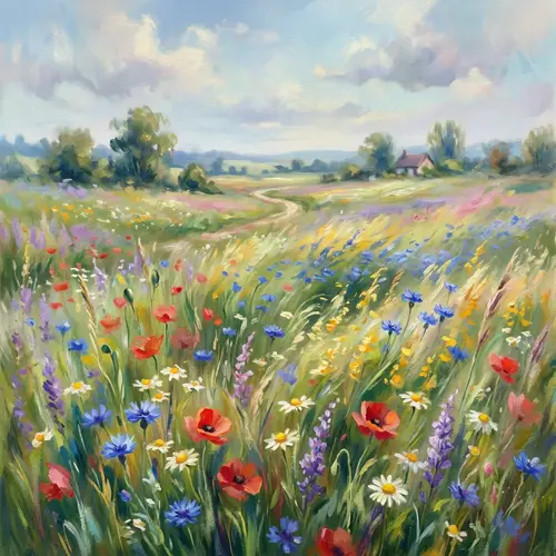 Vibrant Wildflowers Impressionist Painting