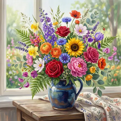 Vibrant Floral Digital Painting - Nature's Beauty