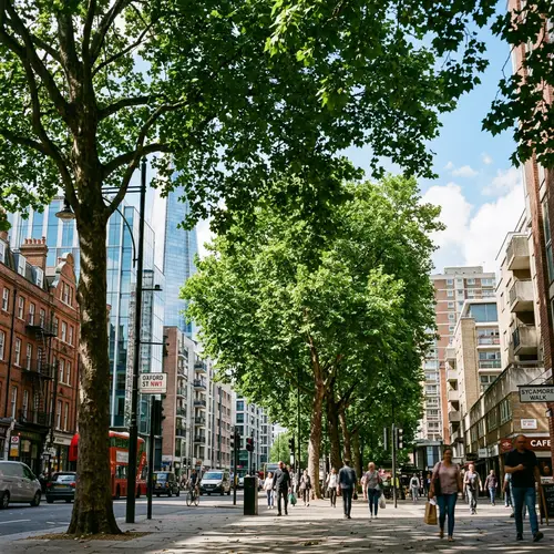 Urban Trees in Naturalistic Style - City Infrastructures & Verdant Foliage