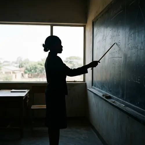 Teacher Silhouette Indicating Blackboard