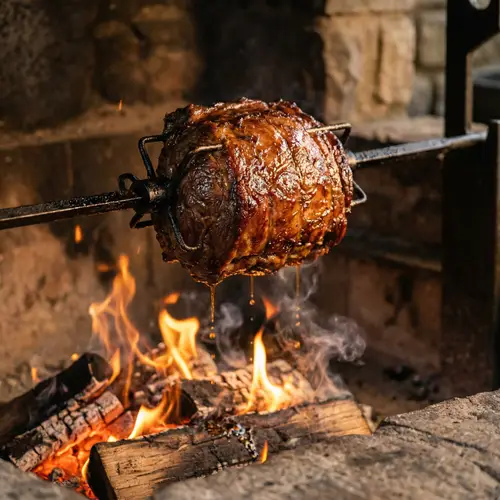 Succulent Piece of Meat on Rotating Spit | Culinary Art