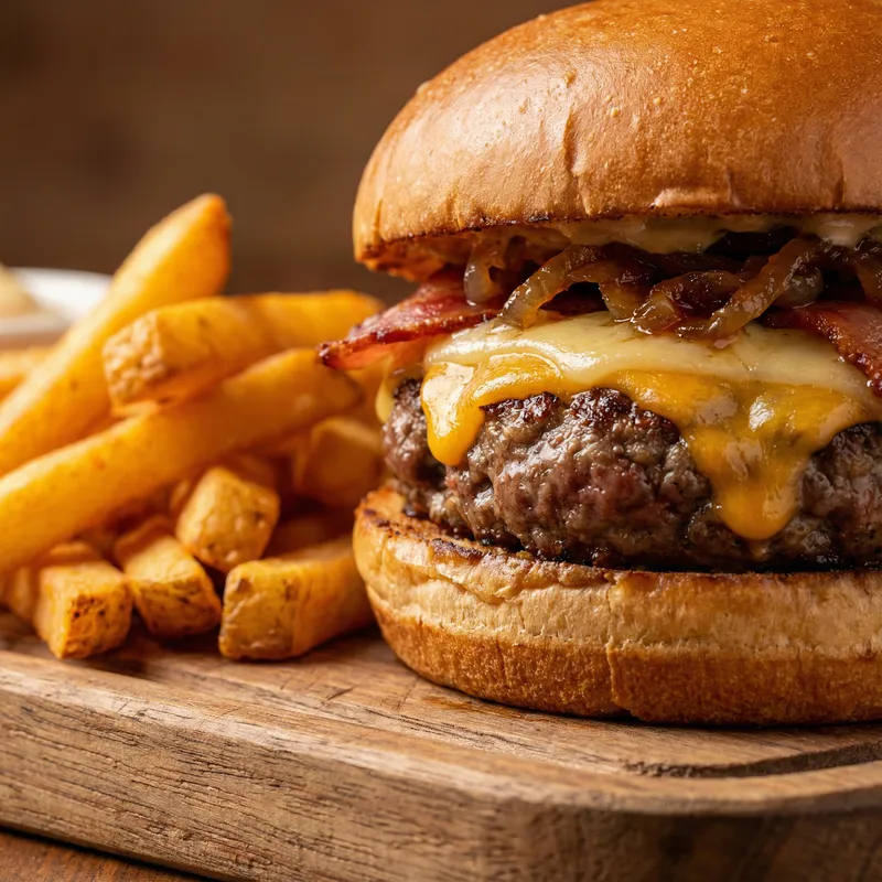 Tantalizing Cheeseburger & Crispy Potatoes | Food Photography