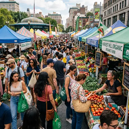 Vibrant Farmer's Market Scene: Capturing Lively Atmosphere