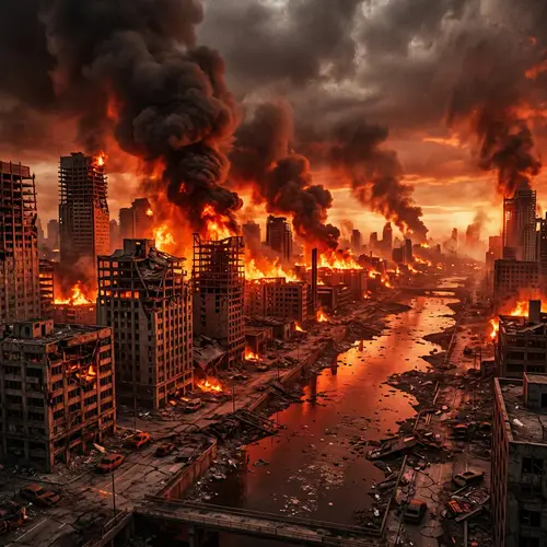 Dramatic Fiery Apocalypse Scene in Vivid Colors