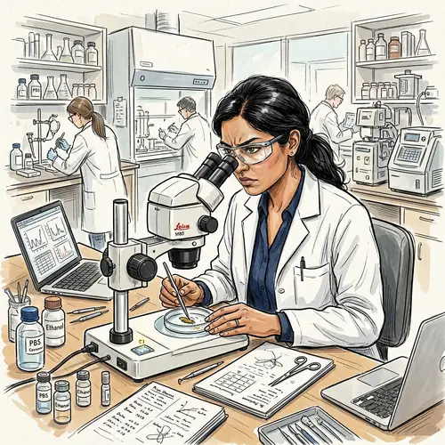 South Asian Female Scientist in a Modern Lab