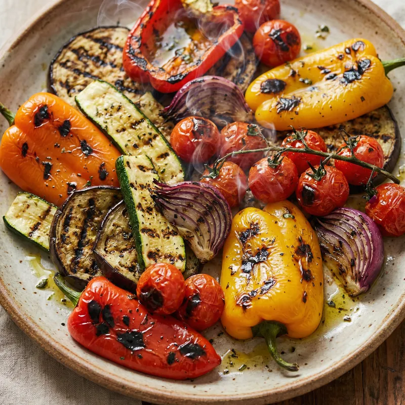 Colorful Grilled Vegetables in Vibrant Hues | Smoky Flavors & Charred Textures
