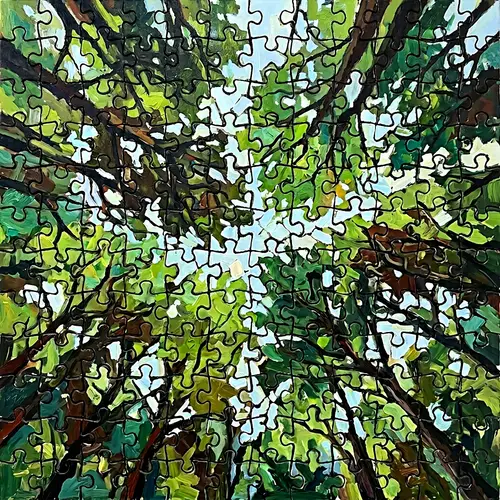 Abstract Treetops in Vibrant Earthy Colors | Forest Canopies Art