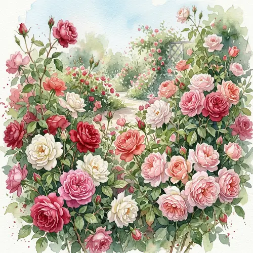 Vibrant Garden Roses Watercolor Painting | Delicate Beauty