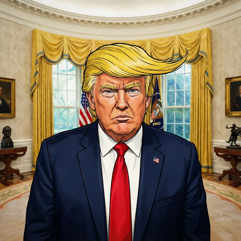 Political Cartoon Style Portrait of Donald Trump