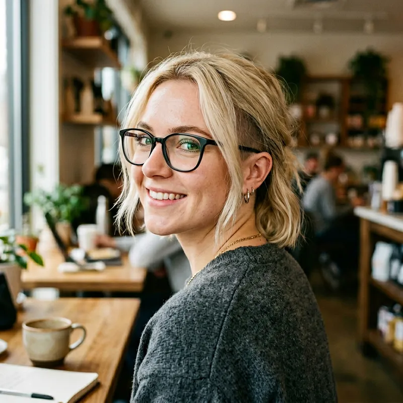 Blonde Woman with Green Eyes and Shaved Nape Blonde Woman with Green Eyes and Shaved Nape