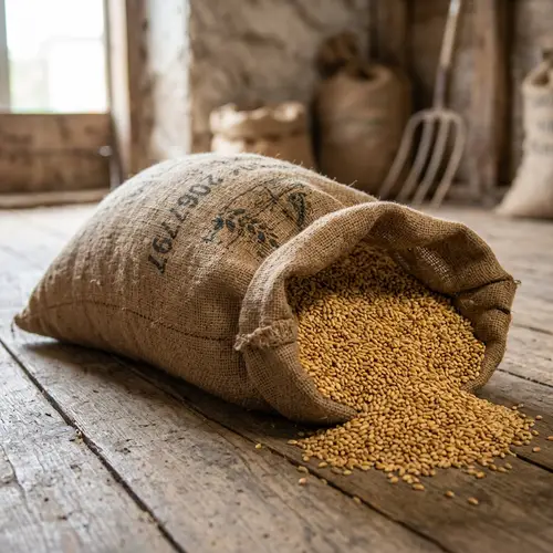 Open Burlap Sack of Wheat - Fresh and Natural
