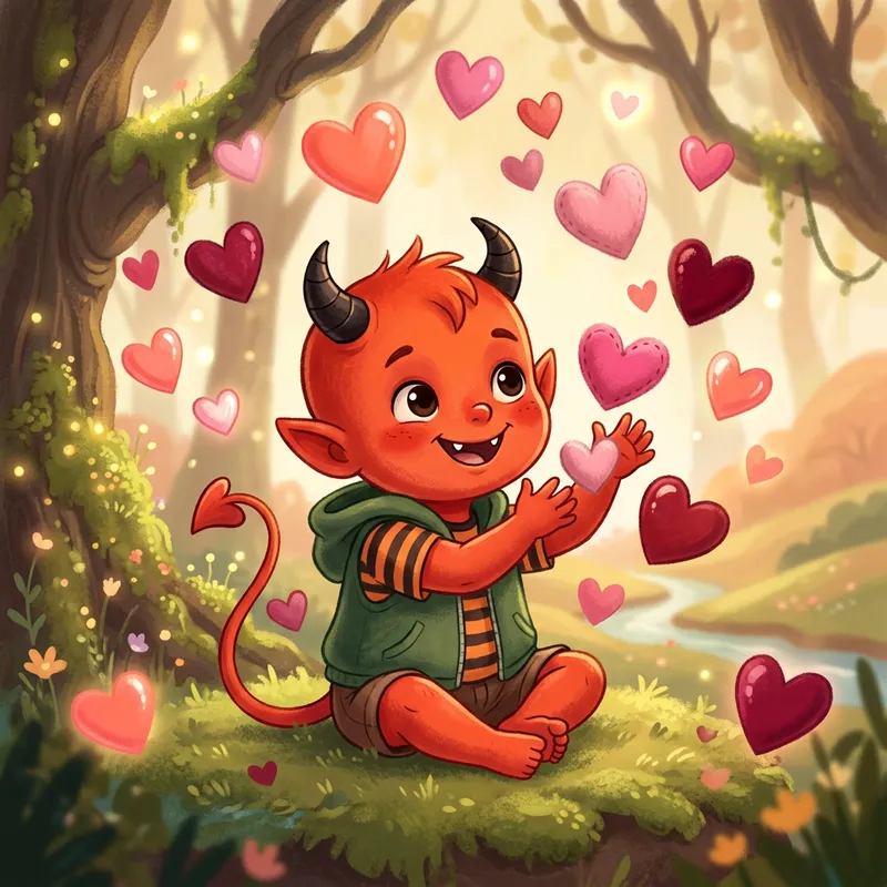 Cute Male Devil Hearts - Enchanting Scene