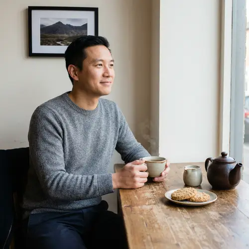 Asian Man Enjoying Hot Tea | Relaxation Time