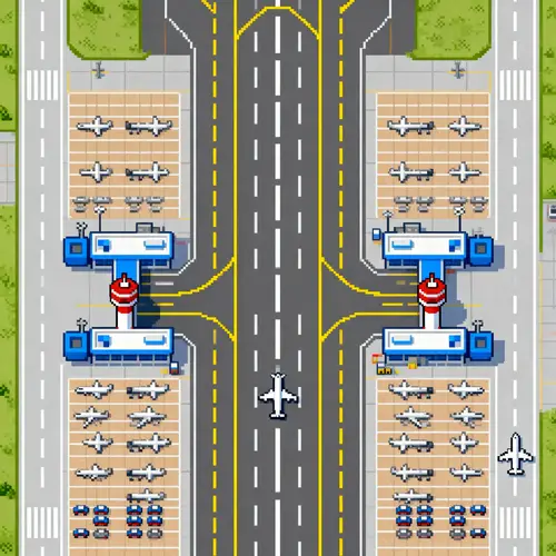 2D Pixel Art Airport Map for Games