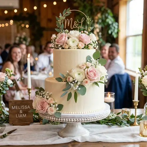 Elegant Two-Tiered Wedding Cake Design