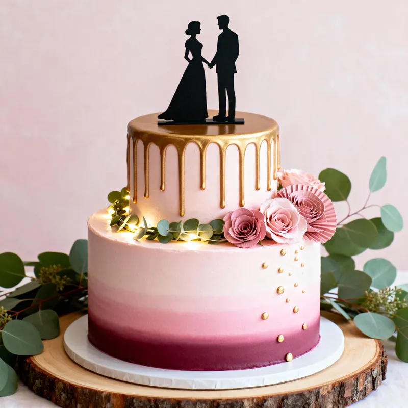 Elegant Two-Tiered Wedding Cake Design