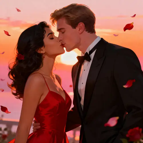 Romantic Kiss Under a Sunset: Love Knows No Bounds