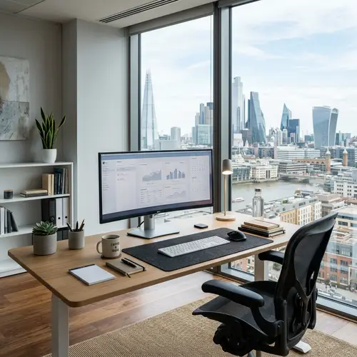 Professional Office Background with Modern City View