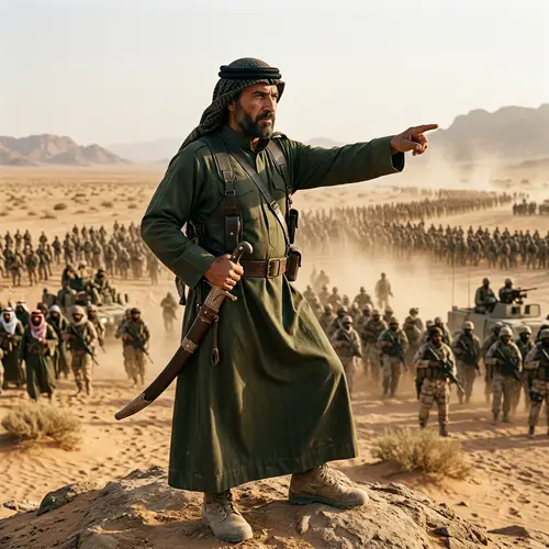 Middle Eastern Military Commander in Traditional Arab Warrior Attire