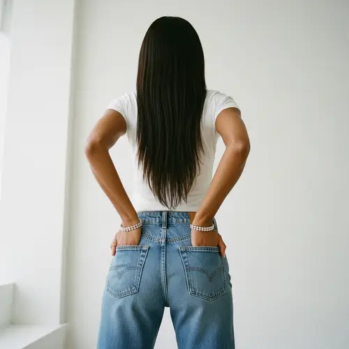 Trendy Denim Look with Diamond Bracelets